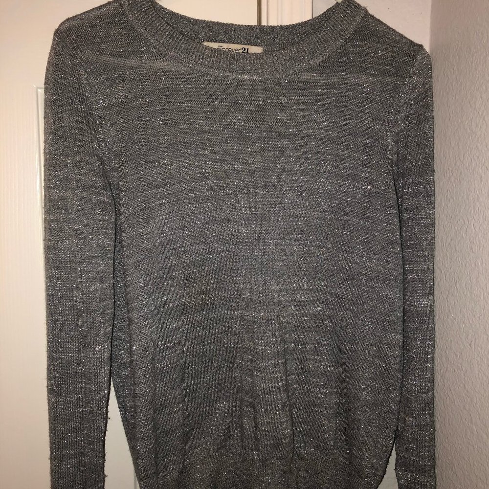 Forever 21 Gray Sparkle Sweater - Medium